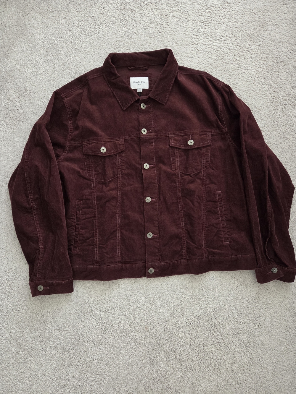 Goodfellow & Co Men's Corduroy Truckers Jacket - Burgundy New With Tag